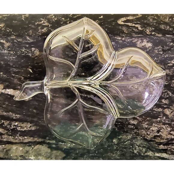 Hazel Atlas Vintage 3-Leaf Divided Glass Dish - Picture 3 of 3